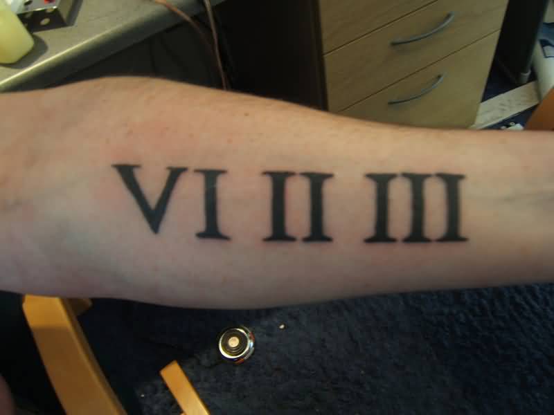 Roman Numeral Thirteen Tattoo On Forearm