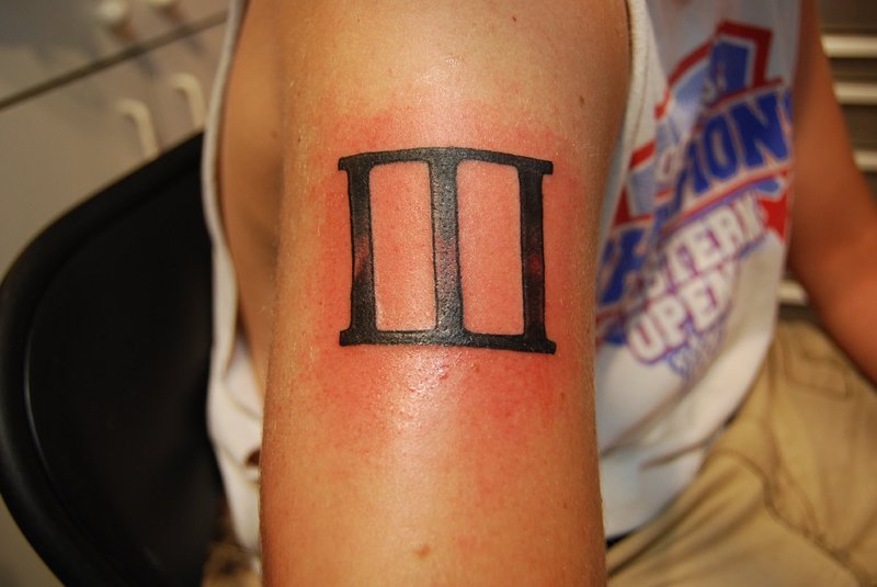 Roman Numeral Three Tattoo On Right Shoulder By HotWheeler