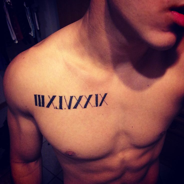 Roman Numerals Tattoo On Chest For Men
