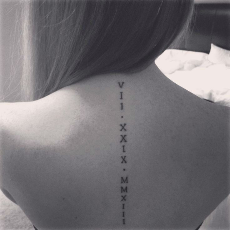 Roman Numerals Tattoo On Spinal Chord