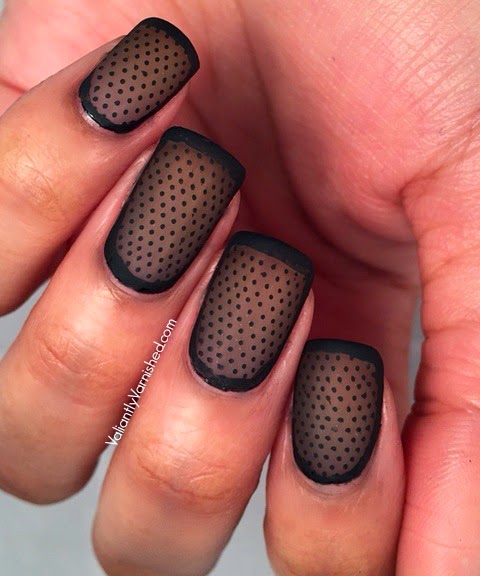 Sheer Black Polka Dots Nail Art