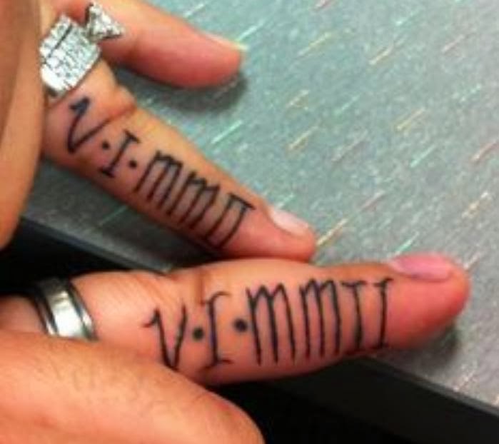 Simple Roman Numerals Ring Fingers Tattoos