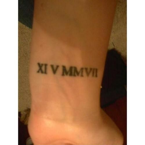 Small Black Roman Numerals Tattoo On Wrist