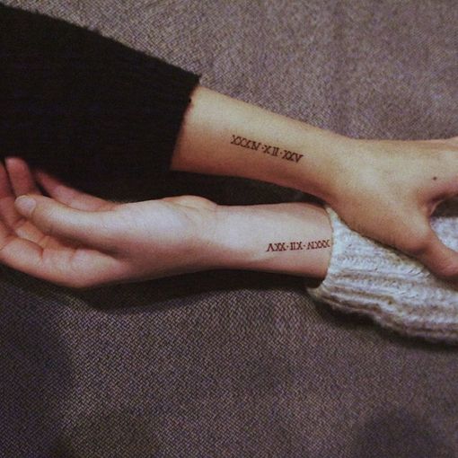 Small Love Roman Numeral Date Tattoo On Wrist