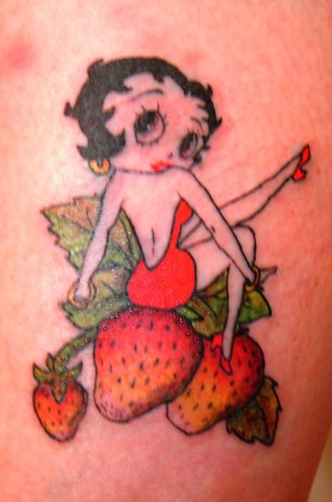 Strawberries And Betty Boop Tattoo