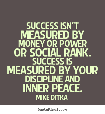 Success isn't measured by money or power or social rank. Success is measured by your discipline and inner peace. - Mike Ditka