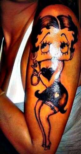 Traditional Betty Boop Tattoo On Left Half Sleeve