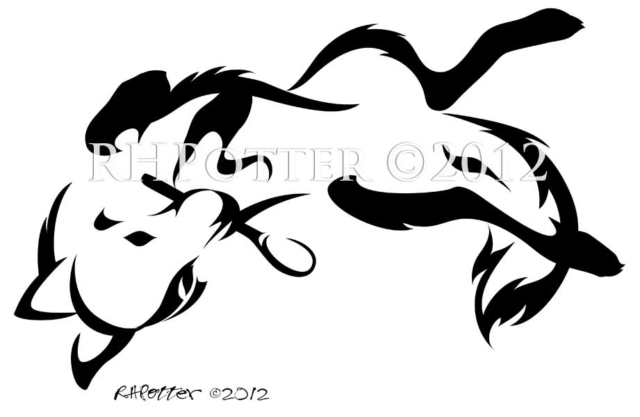 Tribal Outline Coyote Tattoo Design by Rhpotter