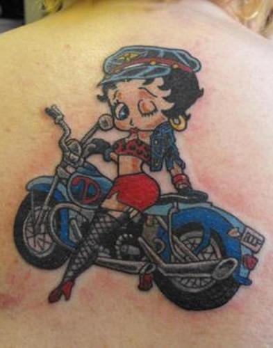 Upper Back Biker Betty Boop Tattoo