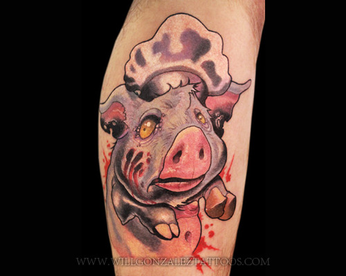 Very Nice Chef Pig Tattoo