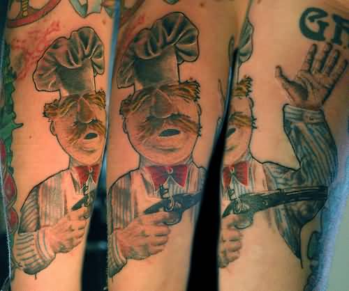Very Nice Swedish Chef Holding Gun Tattoo