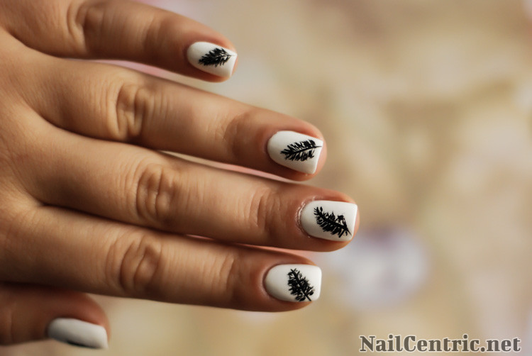 White and Feather Nail Design - wide 3