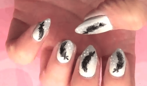 White and Feather Nail Design - wide 7