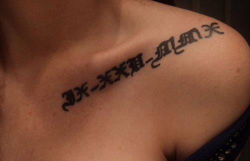 Wonderful Black Ink Roman Numerals Tattoo On Collar Bone