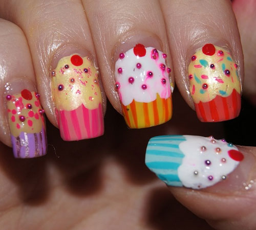 Adorable Cupcakes Nail Design Idea For Girls