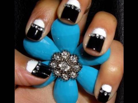 Black And White Reverse French Tip Nail Art Design Idea