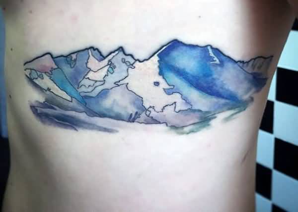 Beautifuly Colored Mountains Tattoo On Chest