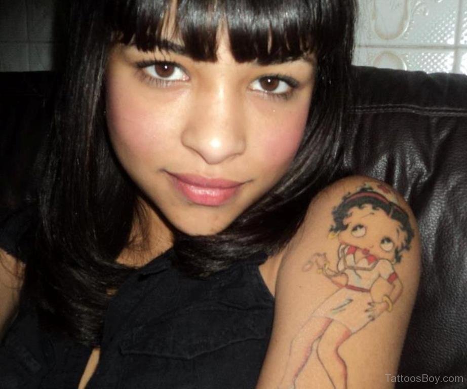 Betty Boop Nurse Tattoo On Left Shoulder