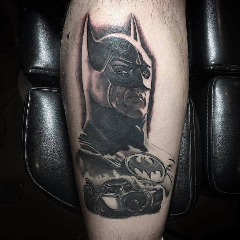 Black And Grey Batman Tattoo by Roque Mendez