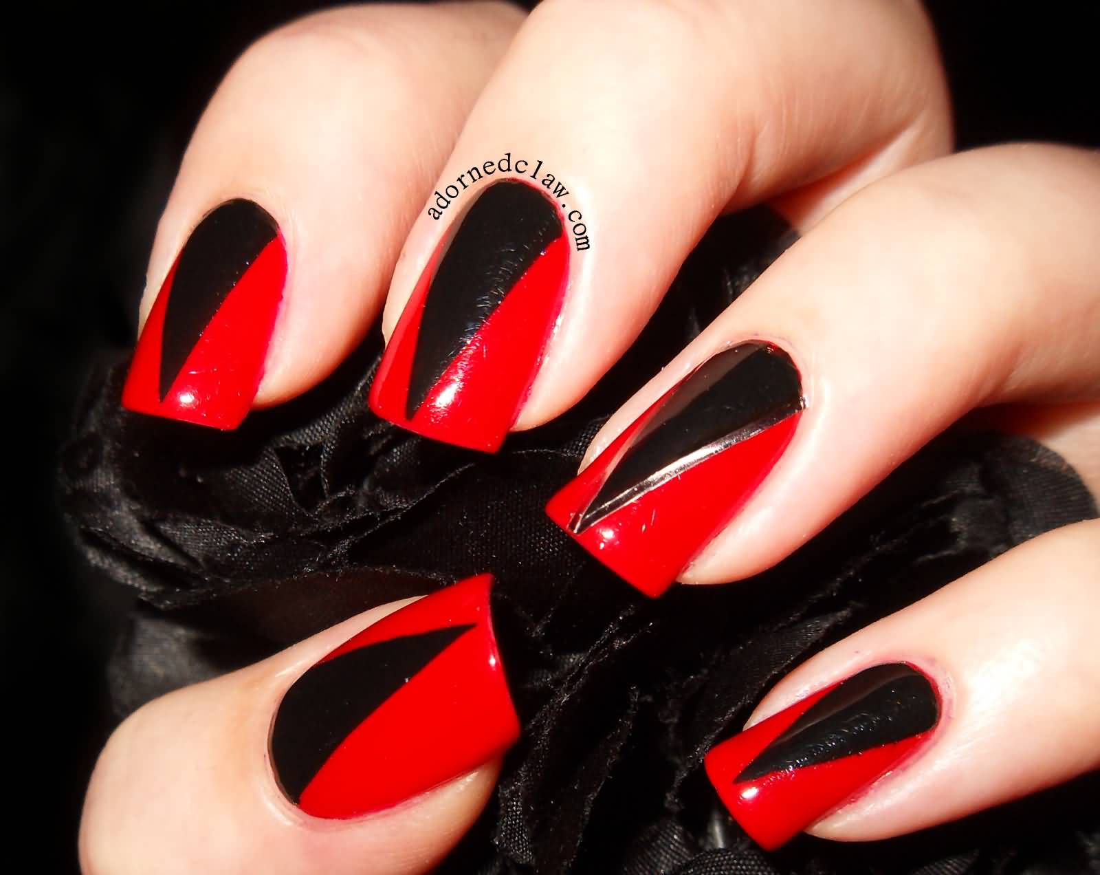 Black And Red Nail Art Design Idea