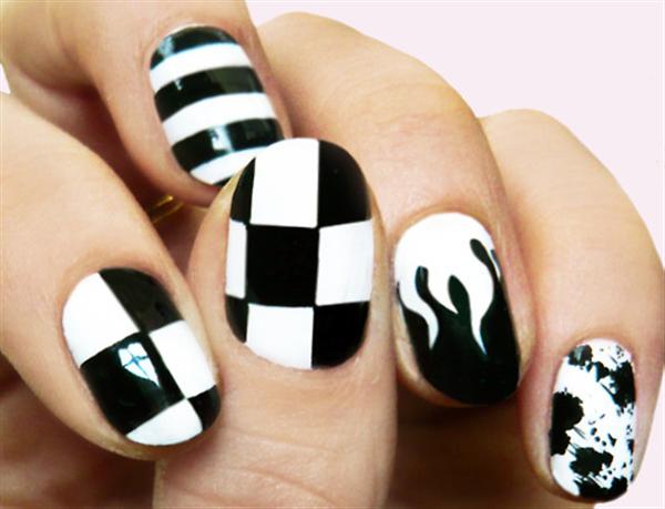 Black And White Amazing Designs Nail Art