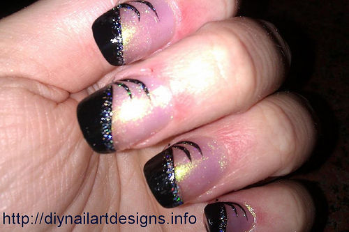 Black Glitter Tip Nail Art Design Idea