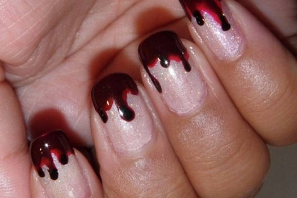 Bloody French Tip Halloween Nail Art