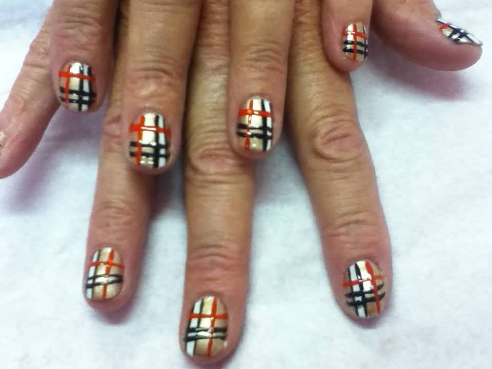 Burberry Nail Art For Short Nails