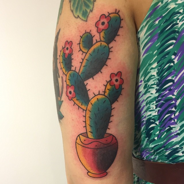 Cactus Traditional Half Sleeve Tattoo