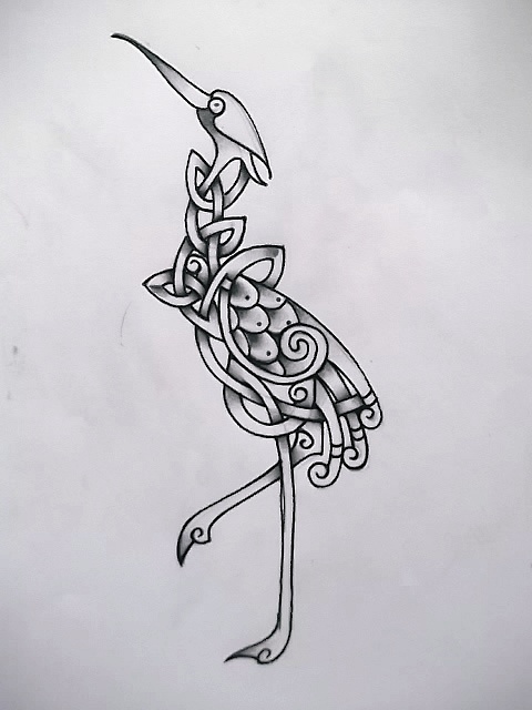 Celtic Crane Tattoo Design