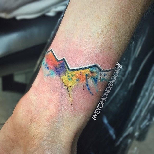 Colorful Mountains Tattoo On Wrist