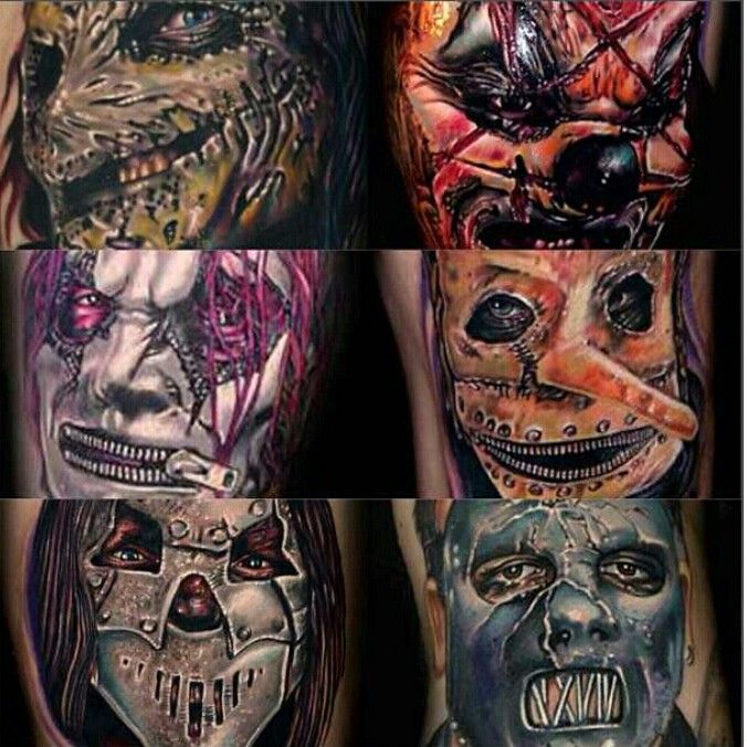 Colorful Slipknot Members Masks Tattoo