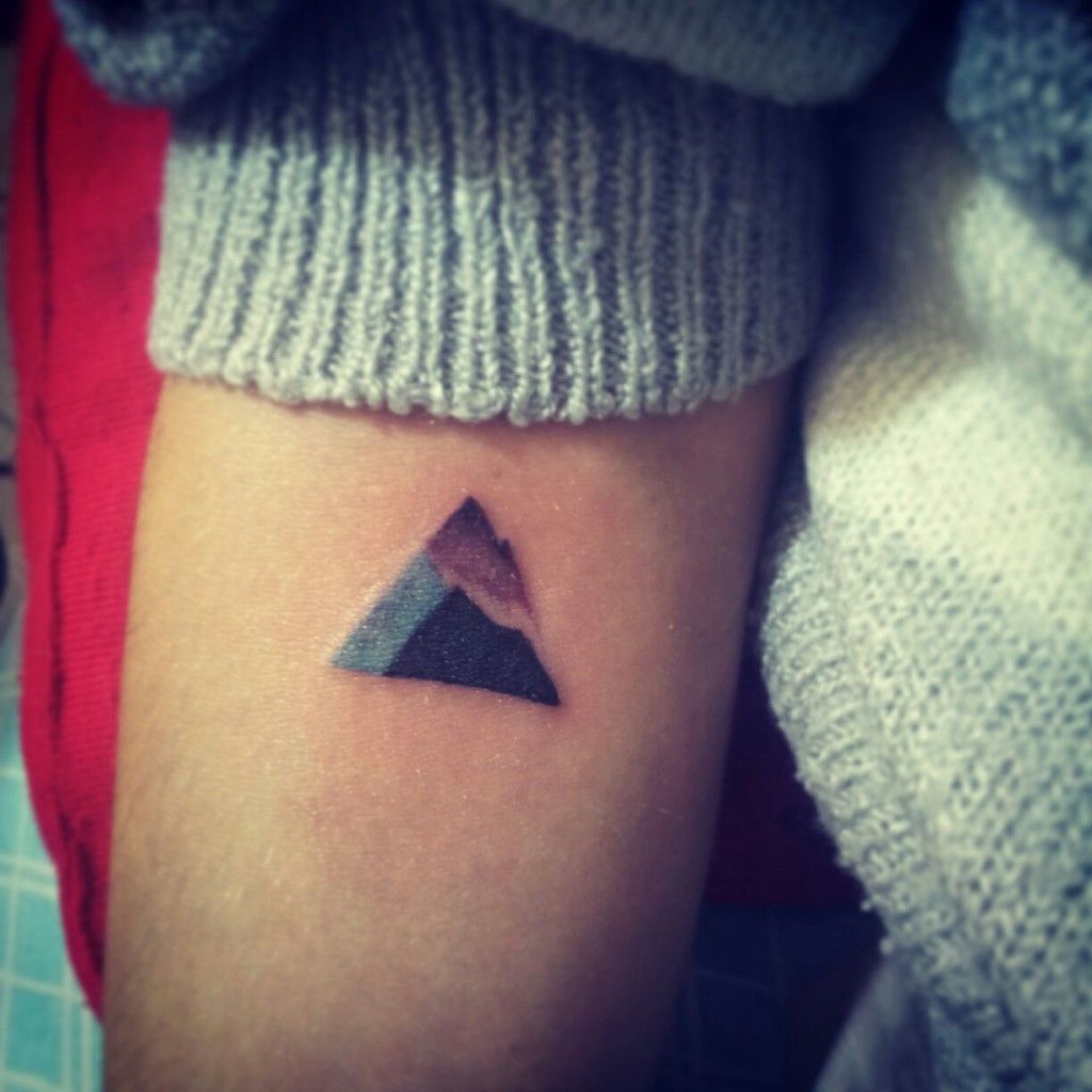 Colorful Small Geometric Mountains Tattoo On Forearm