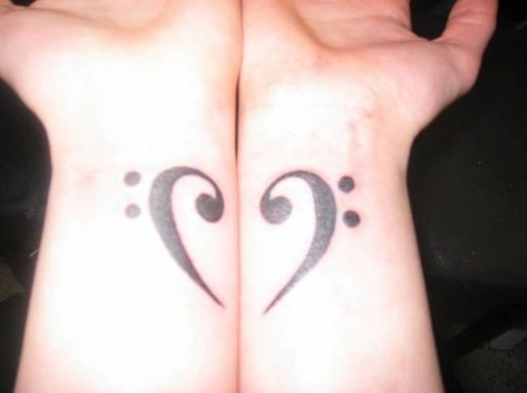 Creative Heart Matching Tattoo On Wrists