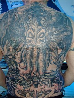 Cthulhu Tattoo On Man Full Back
