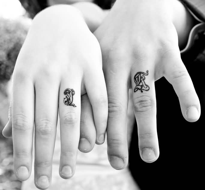 Cute Celtic Symbol Matching Tattoos On Fingers