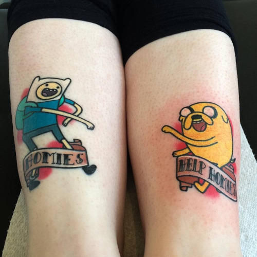 Cute Finn The Human And Jake The Dog Matching Tattoos