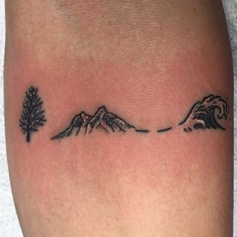 30+ Mountain With Trees Tattoos