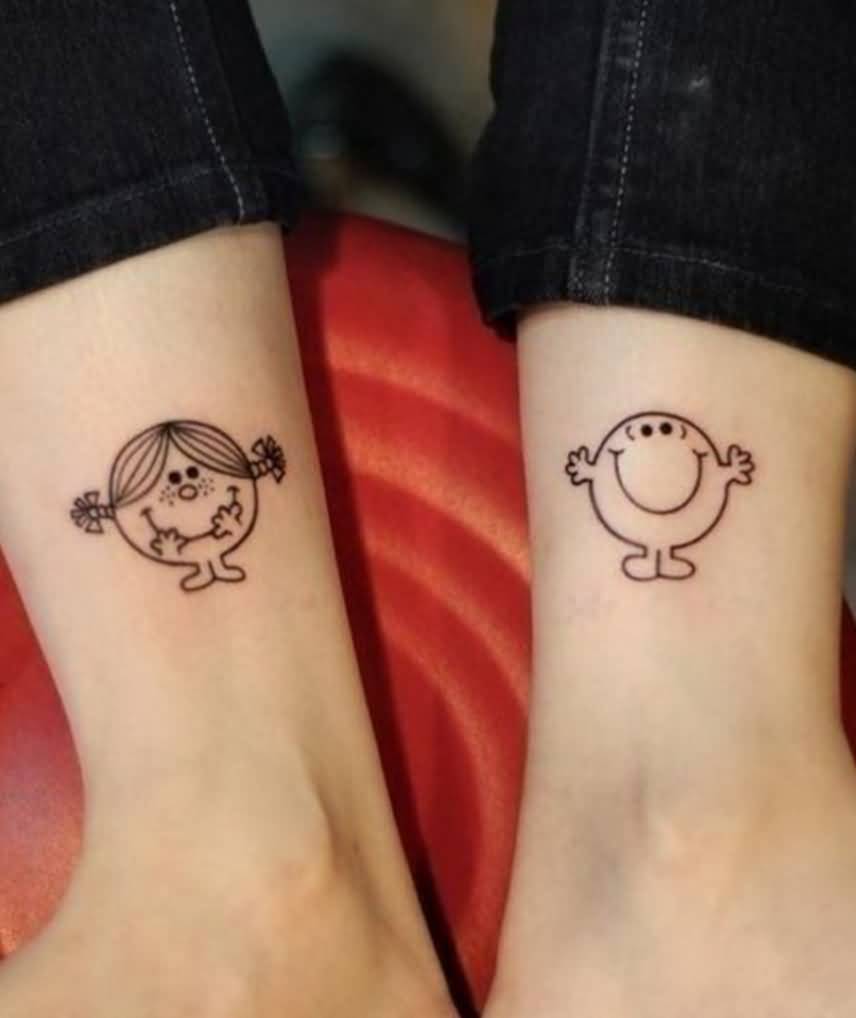 Cute Matching Tattoos On Legs
