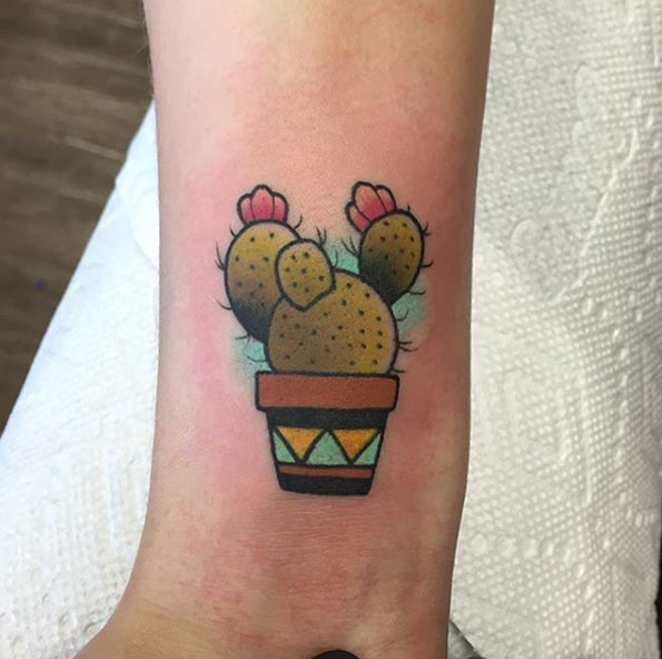 Cute Prickly Pear Cactus Tattoo By Mason Chimato