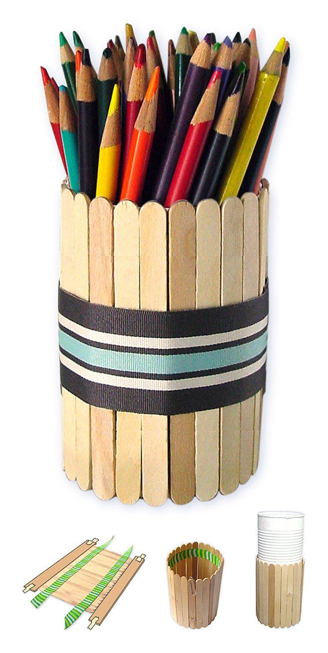 Father's Day Pencil Holder Made From Popsicle Sticks