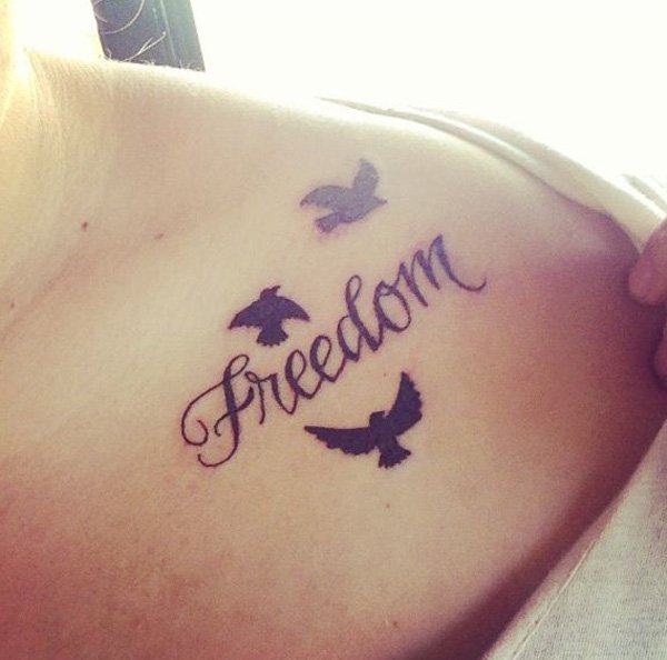 Flying Birds Freedom Clavicle Tattoo