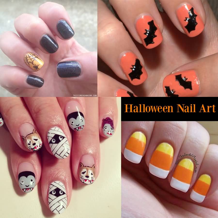 Four Different Halloween Nail Art Design