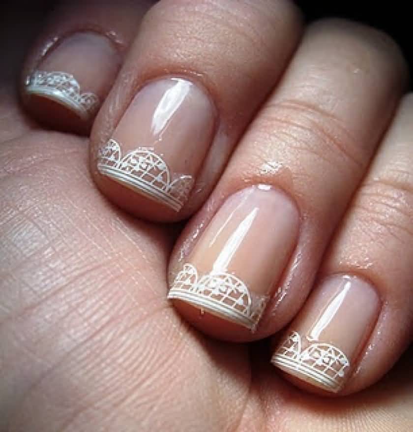 French Tip Lace Wedding Nail Art