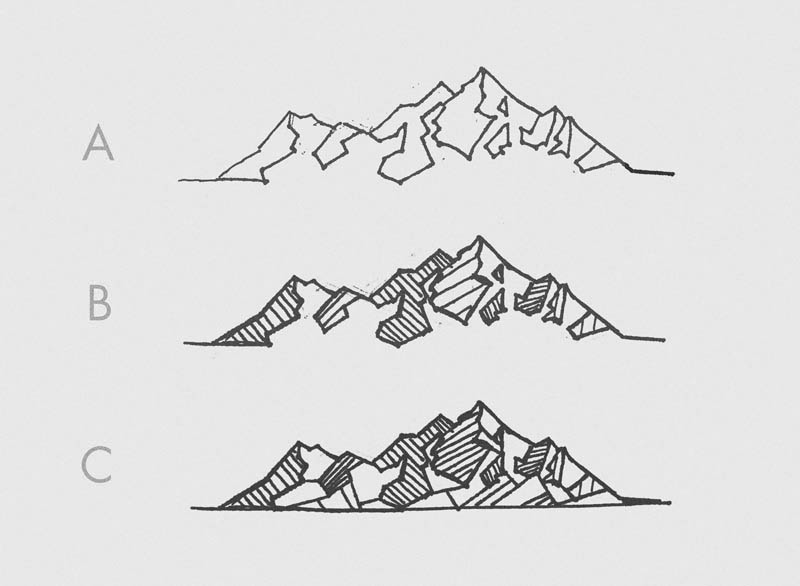 Geometric Complete Mountain Tattoo Design
