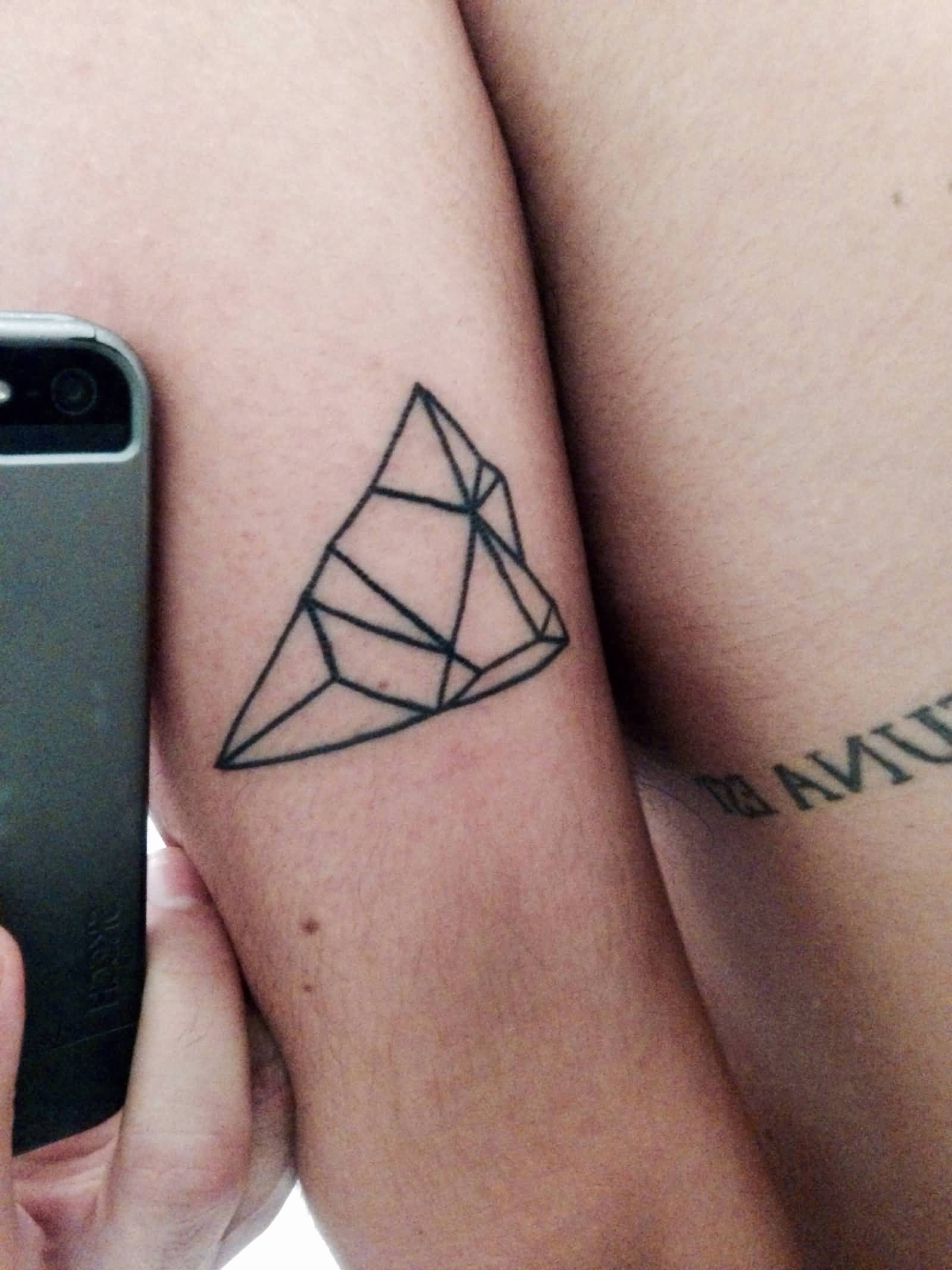 Geometric Mountain Tattoo On Back Leg By Kandinsky