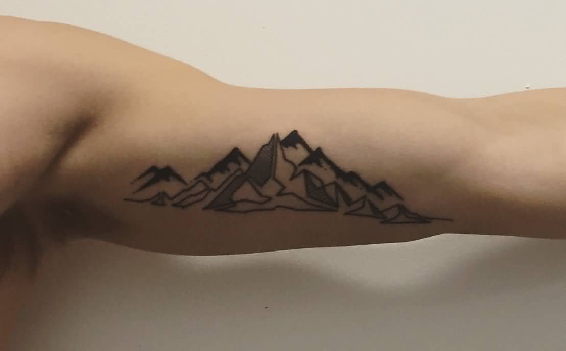 Geometric Mountains Tattoo On Bicep By Errel Crawford