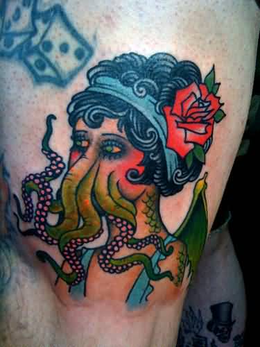 Girl With Cthulhu Head Tattoo
