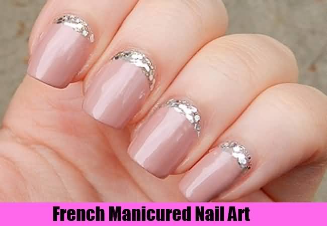 Glitter Reverse French Tip Nail Design Idea