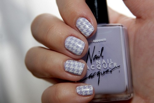 Grey And White Houndstooth Nail Art By Cathryn